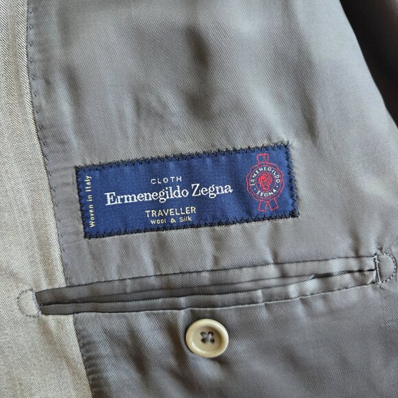 Ermenegildo Zegna Light Grey Silk Suit Jacket Size 44R - Picture 5 of 11